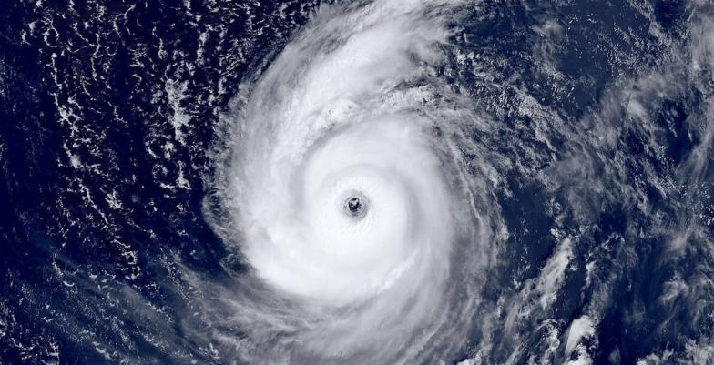 Satellite image of typhoon weather system. 